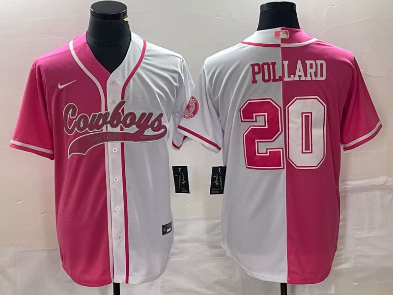 Men Dallas Cowboys #20 Pollard pink white Co Branding Game NFL Jersey